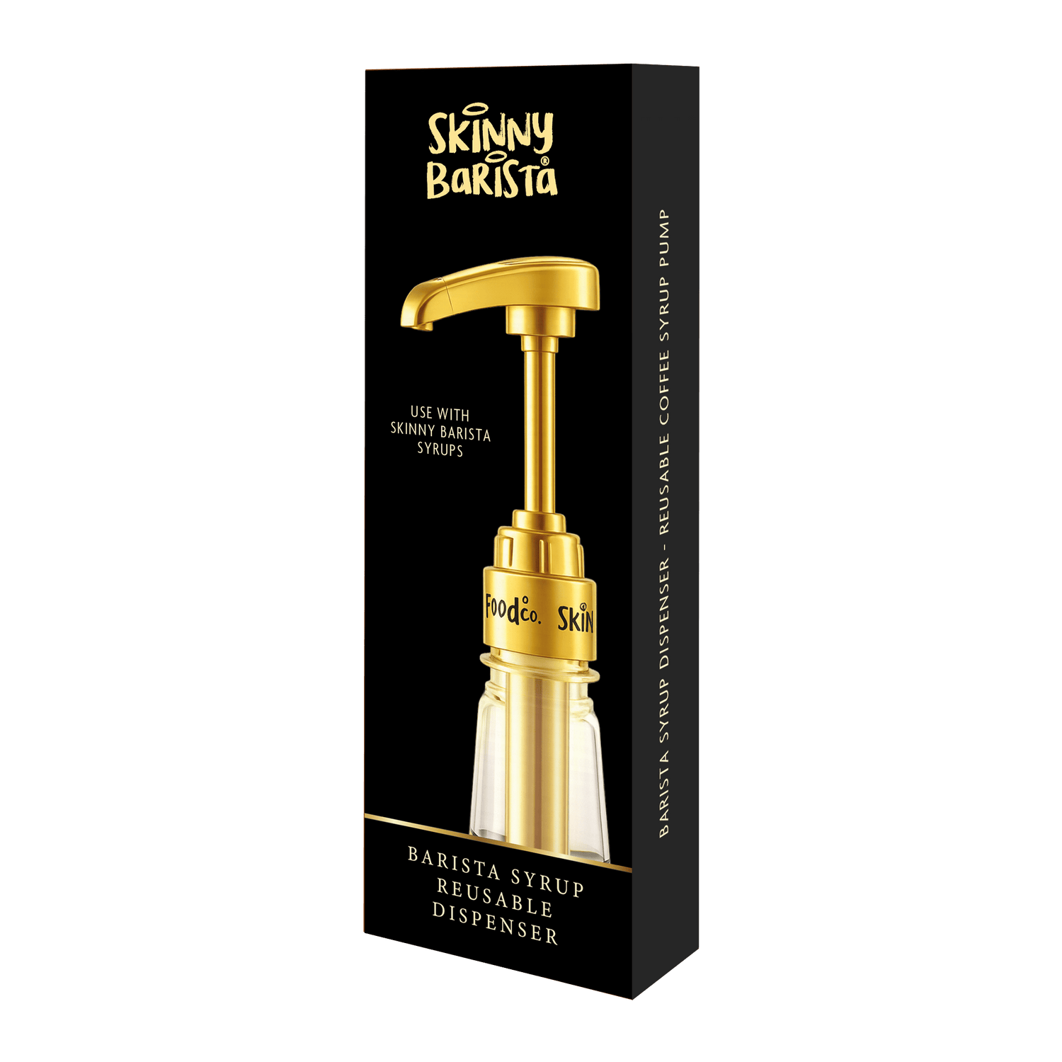 Skinny Barista Gold Syrup Dispenser - Reusable Coffee Syrup Pump - theskinnyfoodco