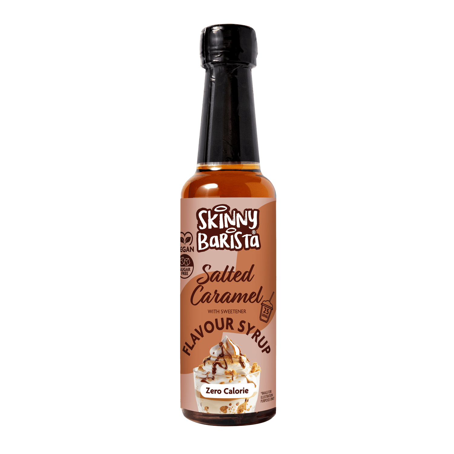 Skinny Barista Salted Caramel Flavour Syrup - Zero Calorie Sugar Free Skinny Coffee Syrup - 250ml - theskinnyfoodco
