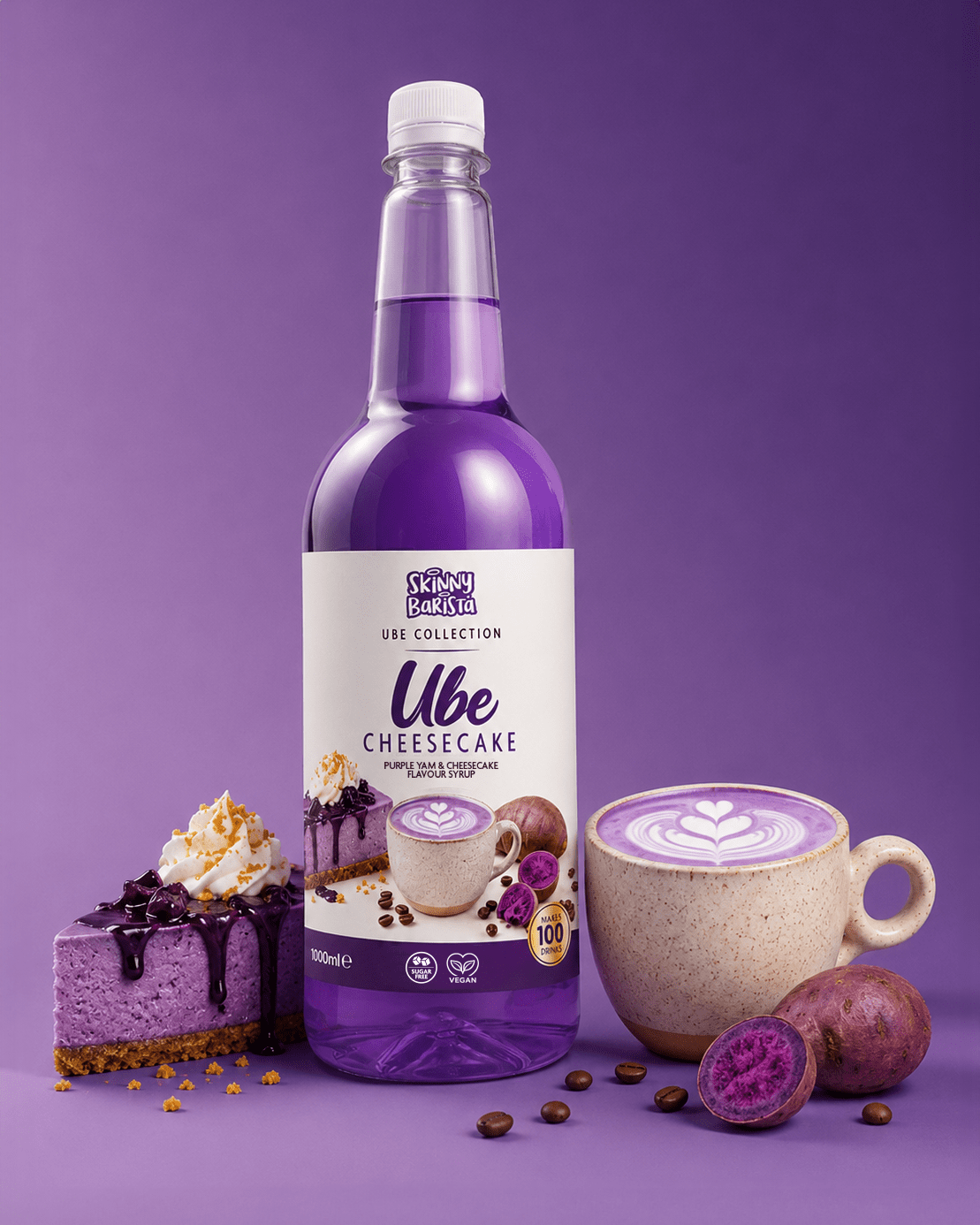 Skinny Barista Ube Cheesecake Flavour Syrup - Low Calorie Sugar Free - 1 Litre - theskinnyfoodco