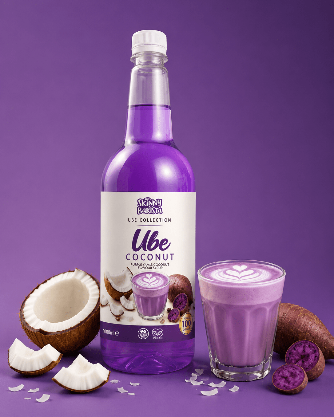 Skinny Barista Ube Coconut Flavour Syrup - Low Calorie Sugar Free - 1 Litre - theskinnyfoodco