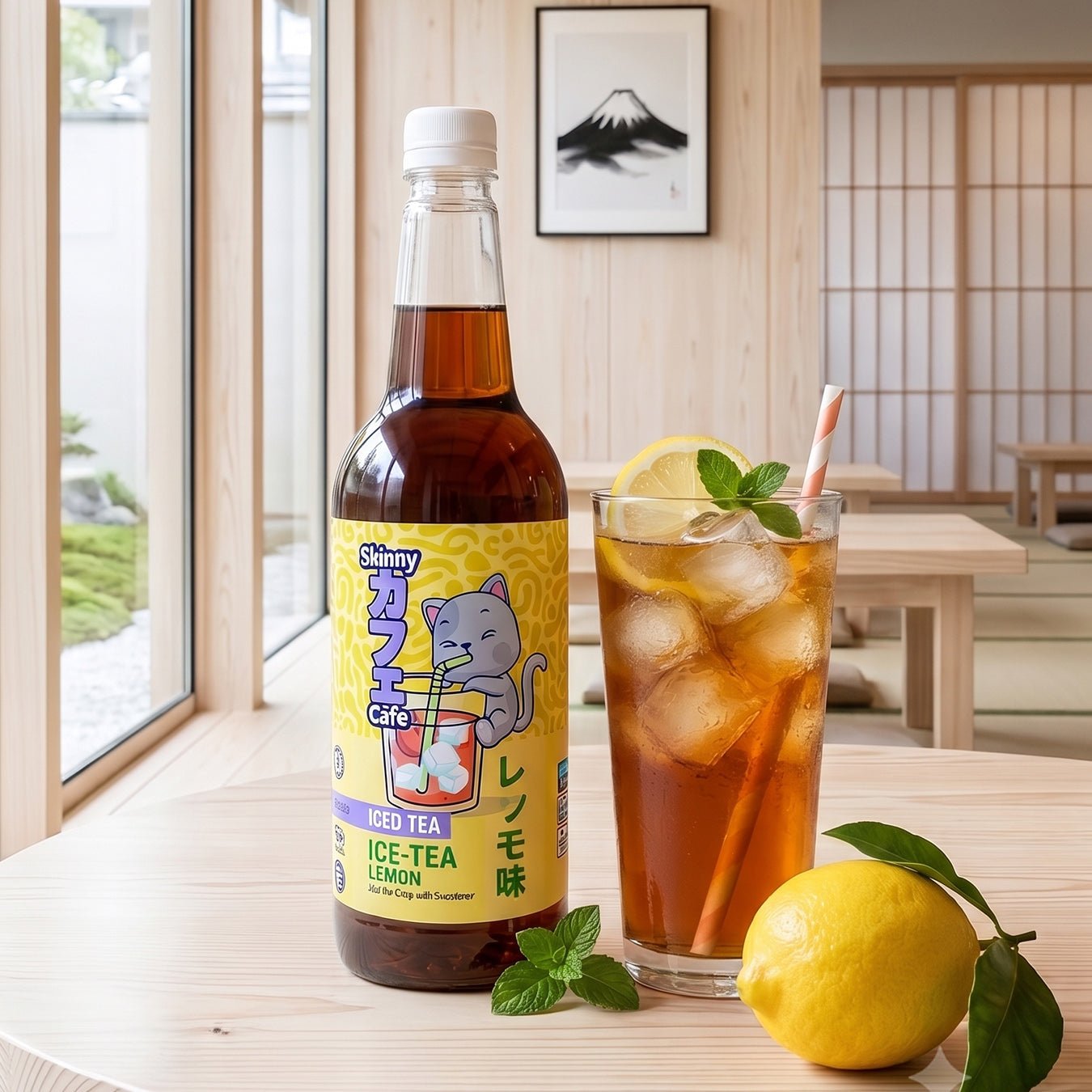 Skinny Caffe Lemon Flavour Zero Sugar Iced Tea Syrup - 1 litre - theskinnyfoodco