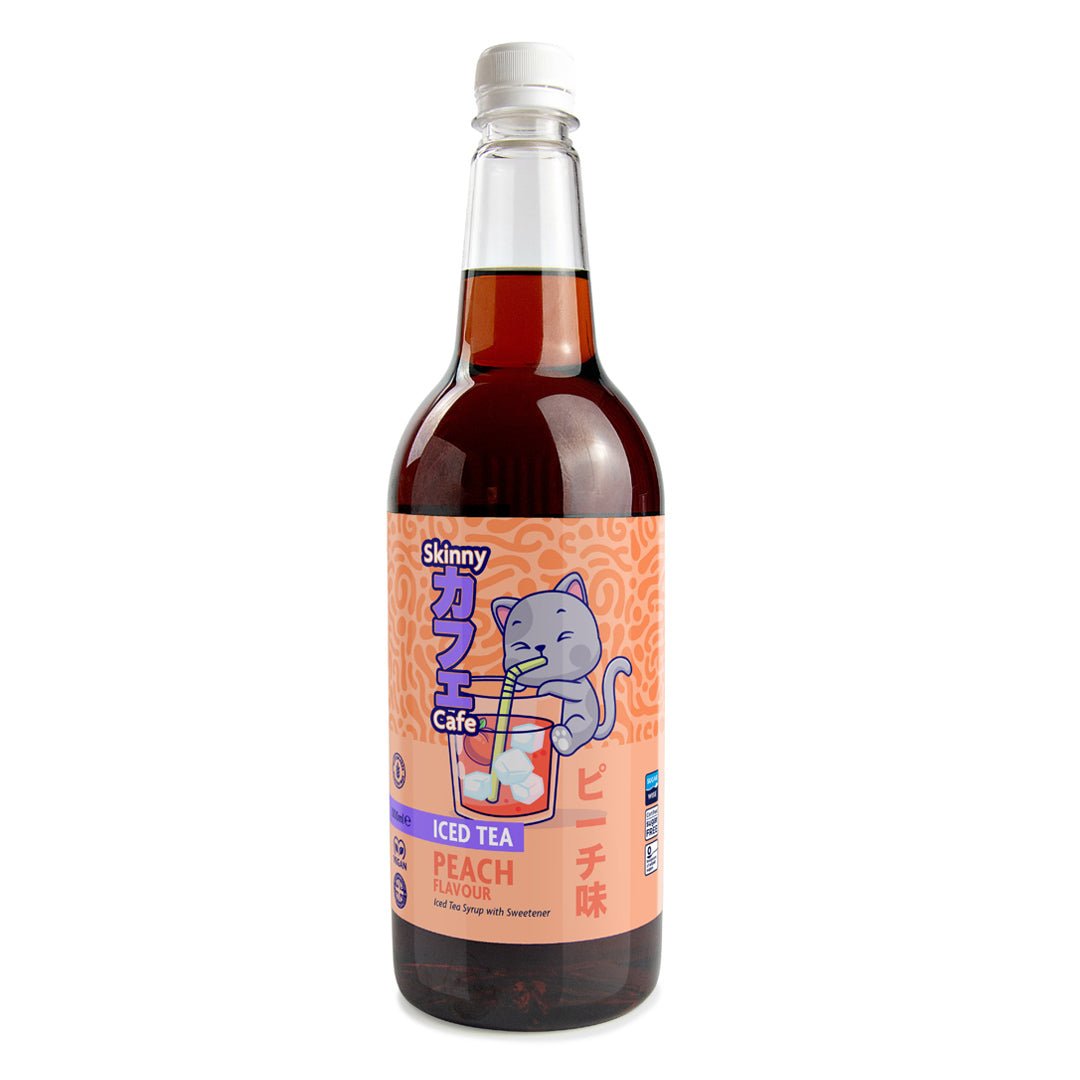 Skinny Caffe Peach Flavour Zero Sugar Iced Tea Syrup - 1 litre - theskinnyfoodco