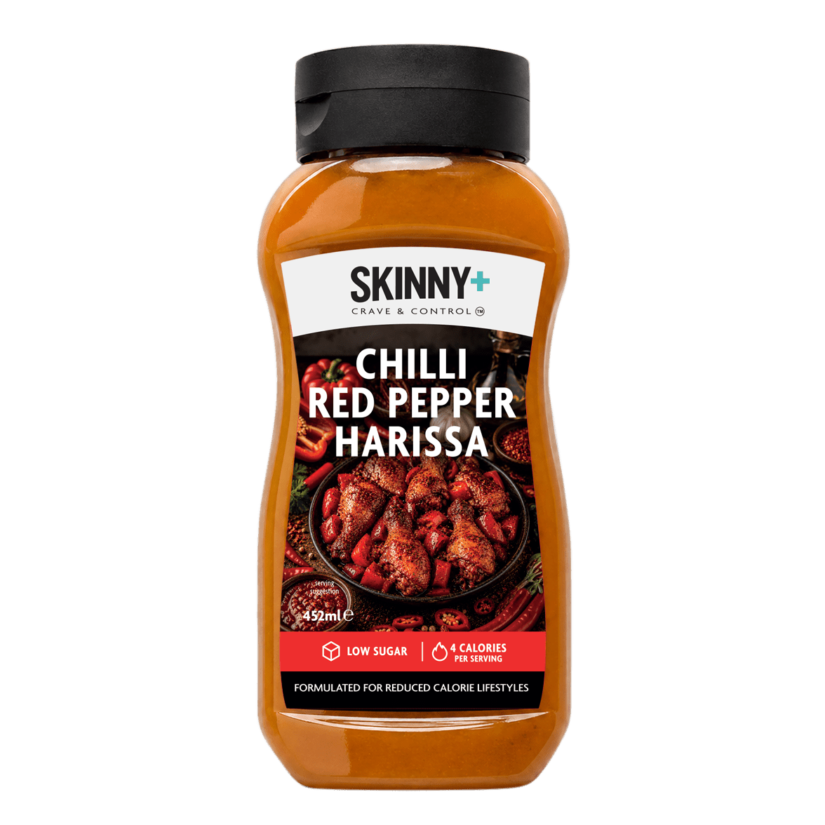 Skinny+ Chilli Red Pepper Harissa Flavour Sugar Free Skinny Sauce - 452ml - theskinnyfoodco