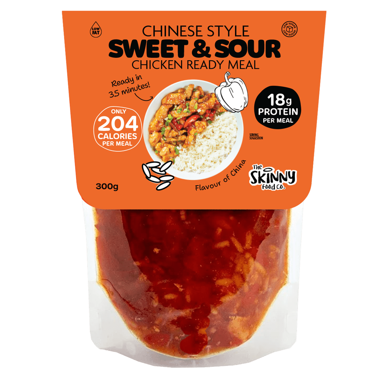 Skinny Chinese Sweet & Sour Chicken 207 Calories Ready Meal - 300g - theskinnyfoodco