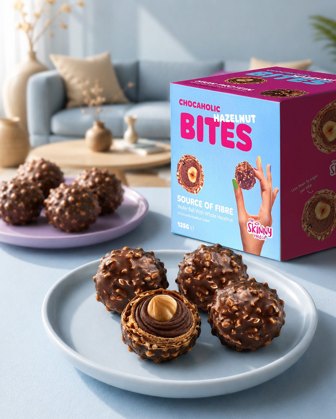 Skinny Chocaholic Hazelnut Bites 125g - theskinnyfoodco