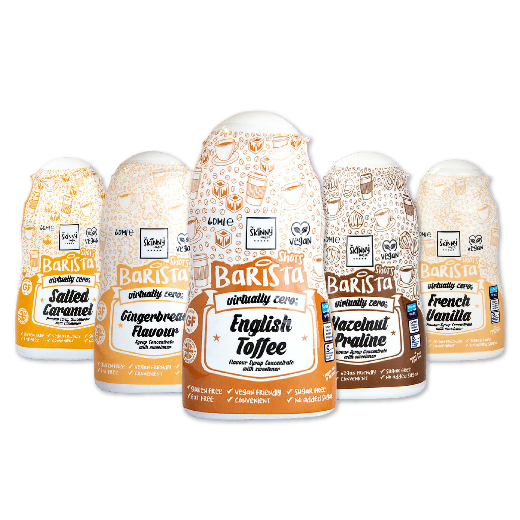 Skinny Food Co Barista Shot Coffee Syrup Ultimate Bundle - 60ml x 5 ...