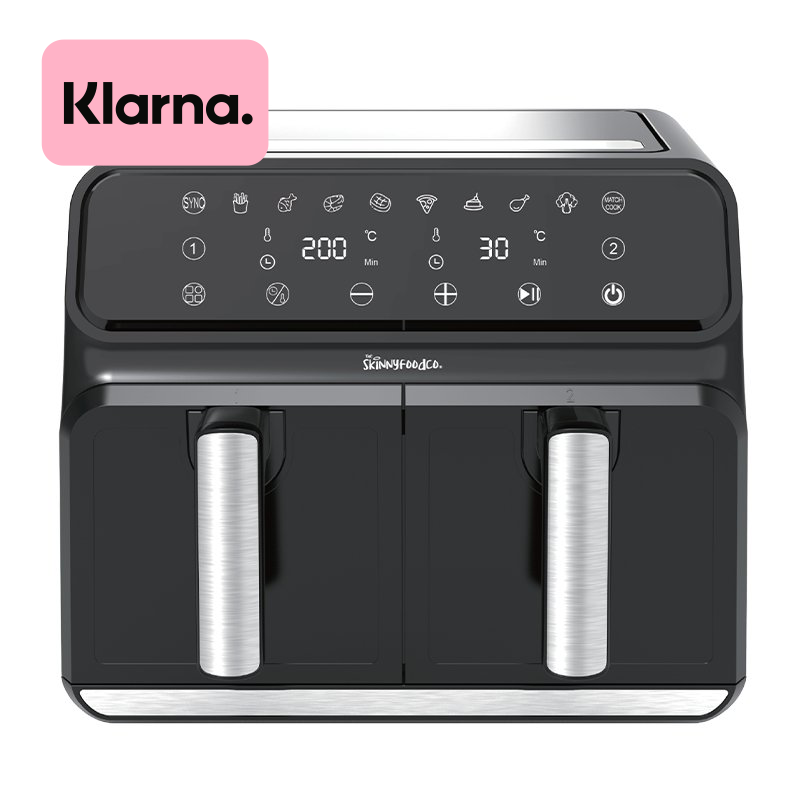 Skinny Food Co Black Dual Zone Air Fryer 8 Litre (Free Digital Air Fryer Recipe Book) - Ninja Alternative