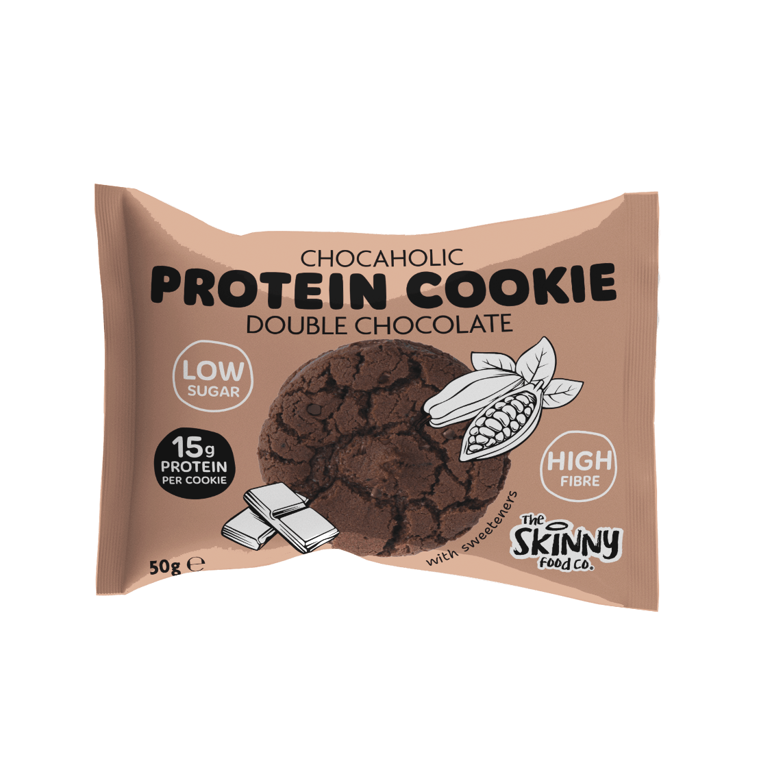 Skinny High Protein Chocaholic Cookie Double Chocolate - 50g - theskinnyfoodco