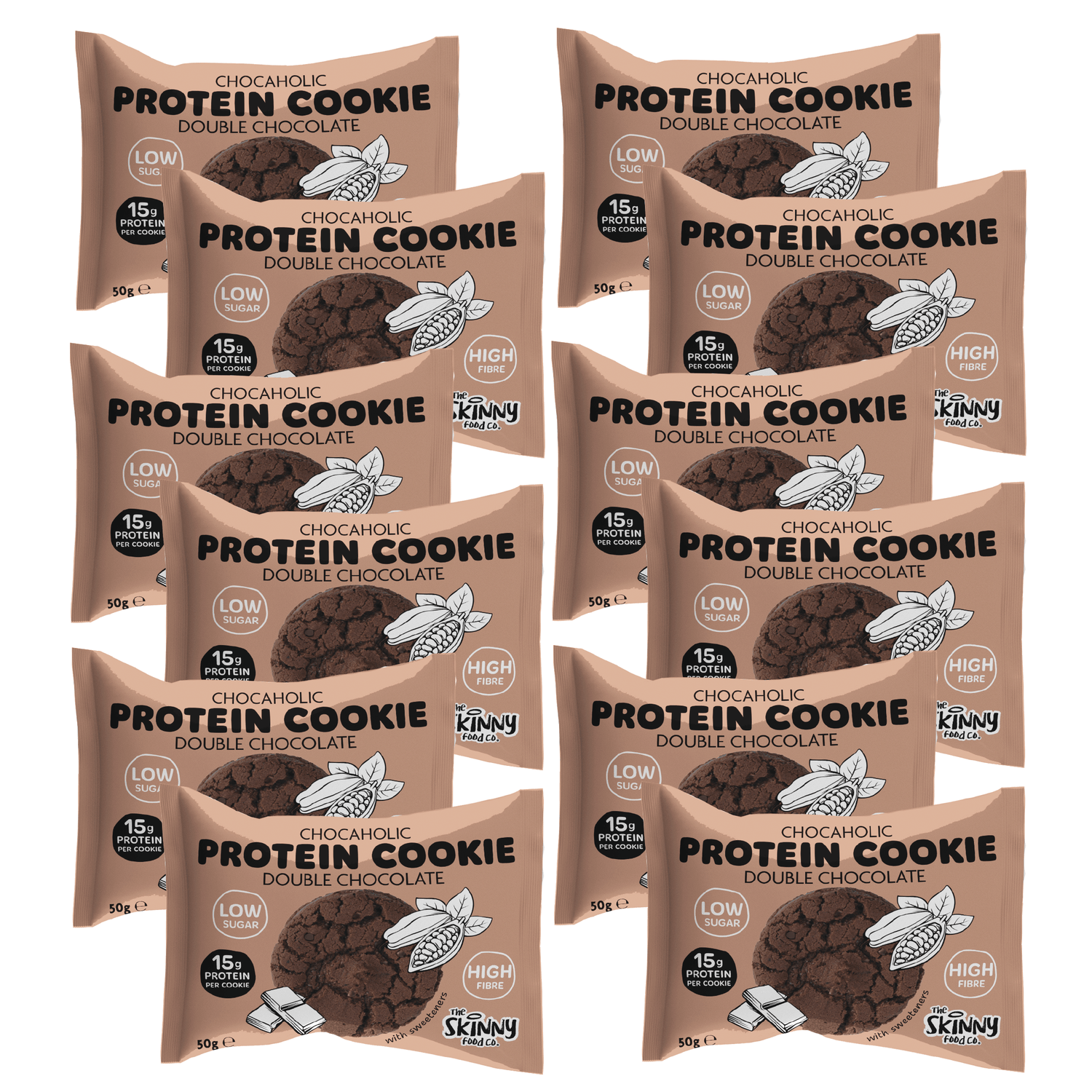 Skinny High Protein Chocaholic Cookie Doppelschokolade - 50 g x 12 - theskinnyfoodco