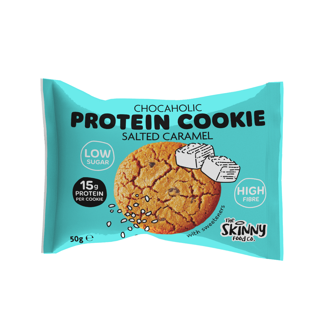 Skinny High Protein Chocaholic Cookie Salted Caramel - 50g - theskinnyfoodco