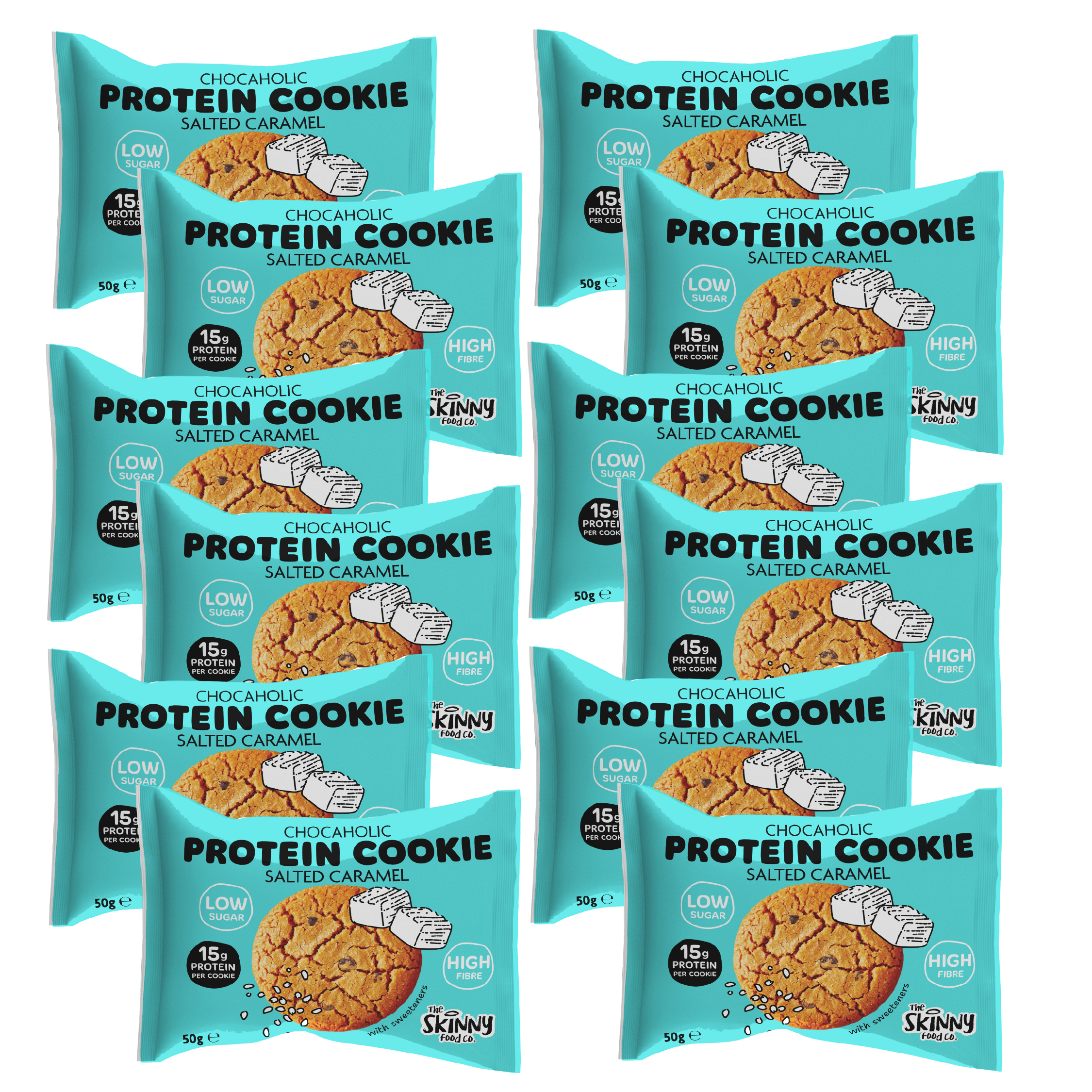 Skinny High Protein Chocaholic Cookie Salted Caramel - 50g x 12 - theskinnyfoodco