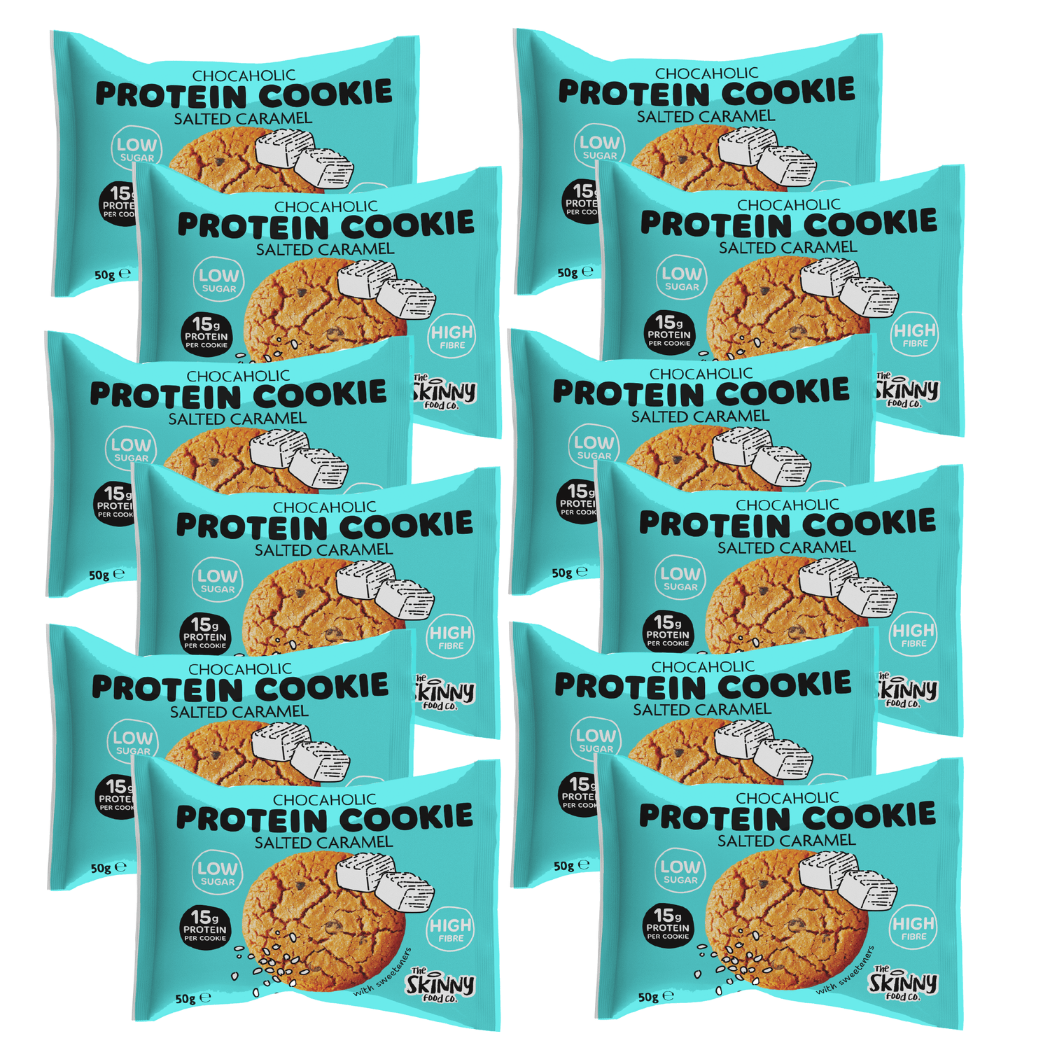 Skinny High Protein Chocaholic Cookie Gesalzenes Karamell - 50g x 12 - theskinnyfoodco