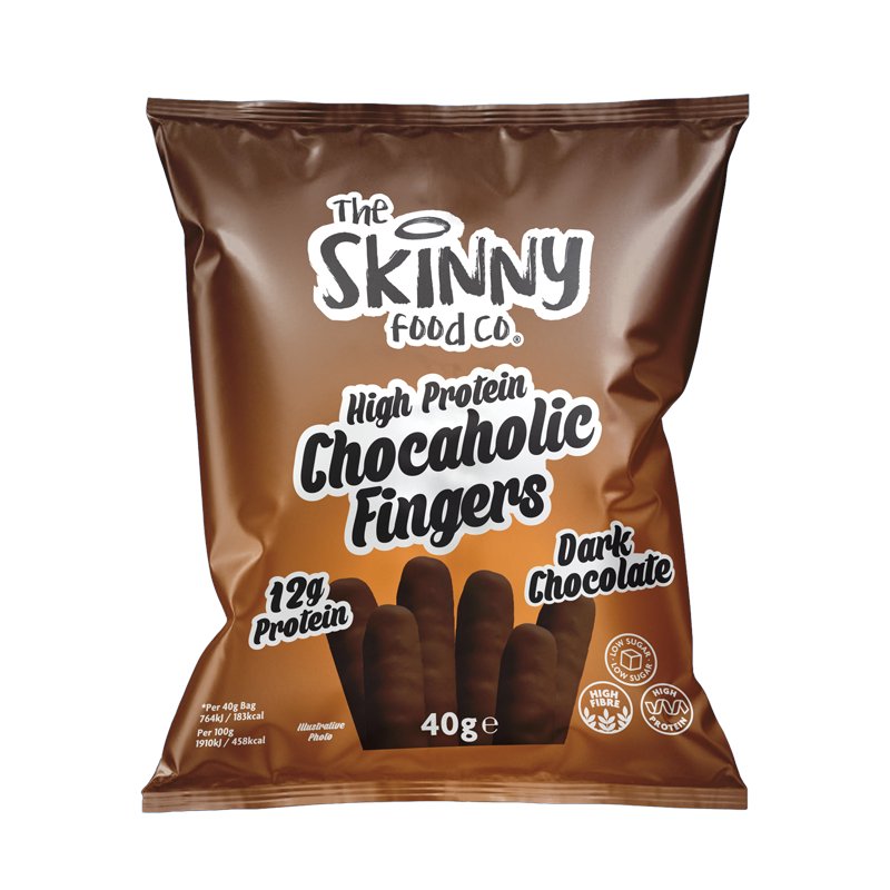 Skinny High Protein Chocaholic Dark Hazelnut Chocolate Fingers 40g - theskinnyfoodco