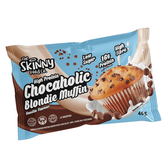 Skinny High Protein Chocaholic Vanilla Blondie Muffin (16g Protein Per Muffin) 46g - theskinnyfoodco