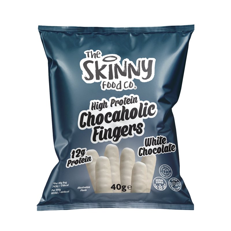 Skinny High Protein Chocaholic White Chocolate Fingers 40g - theskinnyfoodco