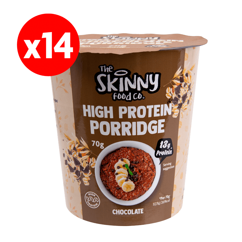 Skinny High Protein Single Porridge Pots 14 x 70g - 14g Protein (3 Flavours to choose) - theskinnyfoodco