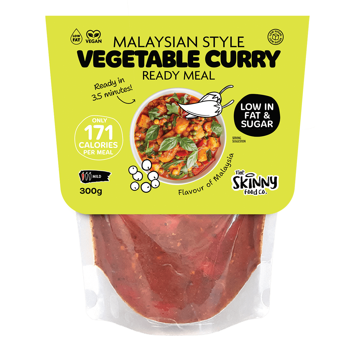Skinny Malaysian Style Vegetable Curry 171 Calories Ready Meal - 300g - theskinnyfoodco