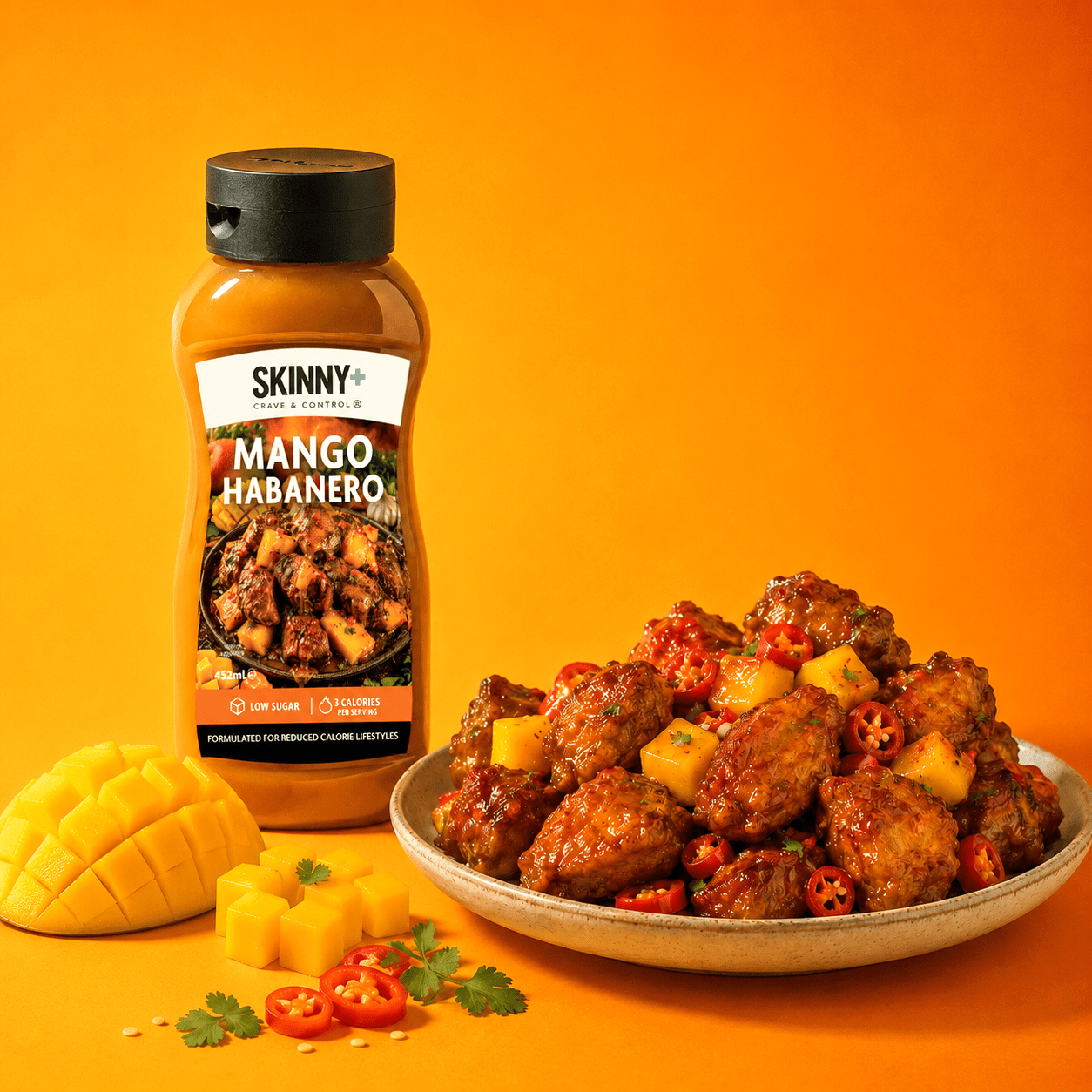 Skinny+ Mango Habanero Flavour Sugar Free Skinny Sauce - 452ml - theskinnyfoodco