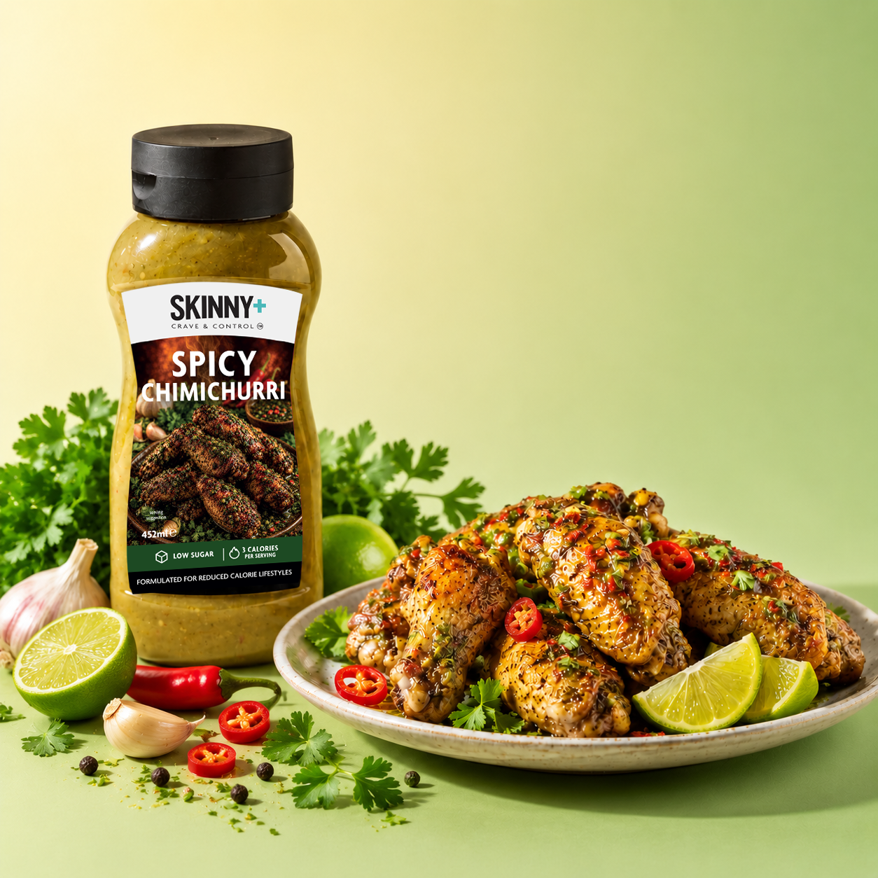 Skinny+ Spicy Chimichurri Flavour Sugar Free Skinny Sauce - 452ml - theskinnyfoodco