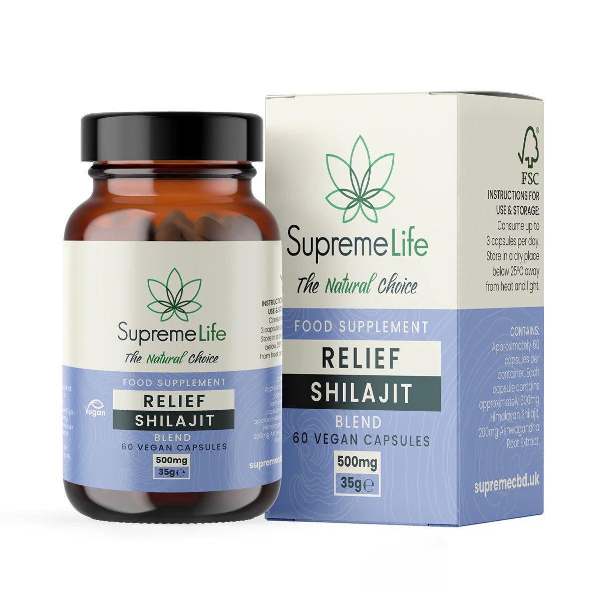 Supreme CBD - Shilajit Vegan Capsules (500mg) - theskinnyfoodco