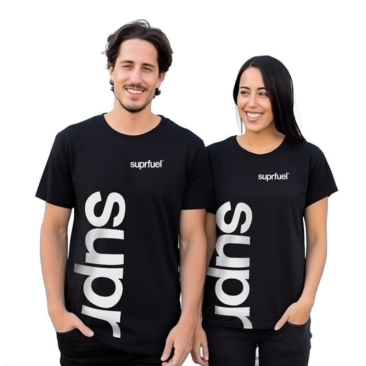Suprfuel Svart unisex T-shirt - theskinnyfoodco
