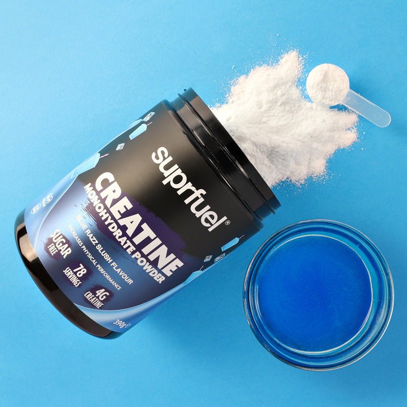 Suprfuel Creatine Monohydration Powder 390g - Blue Razz Slush (78 Servings) - theskinnyfoodco