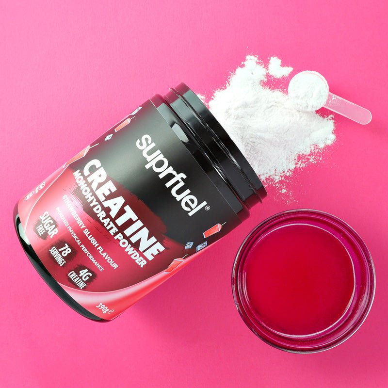 Suprfuel Creatine Monohydration Powder 390g - Strawberry Slush (78 Servings) - theskinnyfoodco