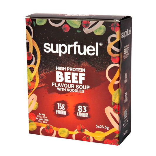 Suprfuel High Protein Beef Flavour Soup with Noodles (5 Meals) 120g - theskinnyfoodco