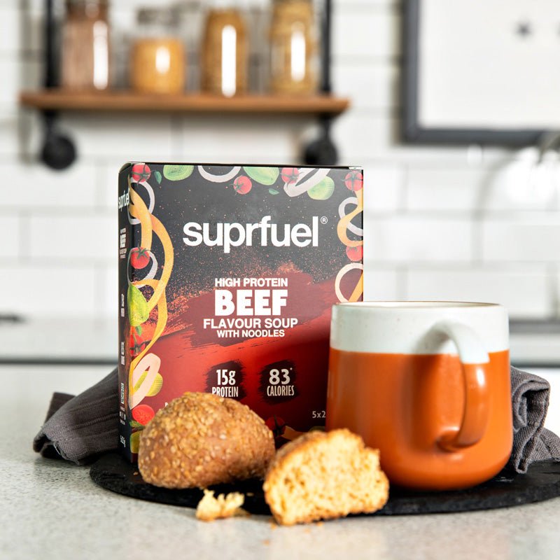 Suprfuel High Protein Beef Flavour Soup with Noodles (5 Meals) 120g - theskinnyfoodco