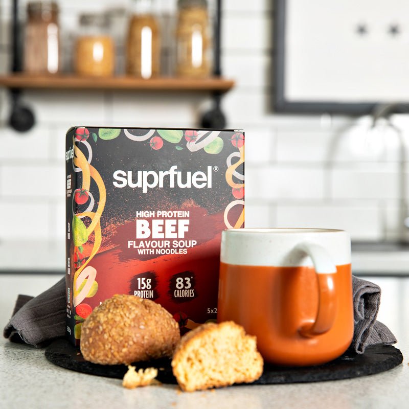 Suprfuel High Protein Beef Flavour Soup with Noodles (5 Meals) 120g - theskinnyfoodco