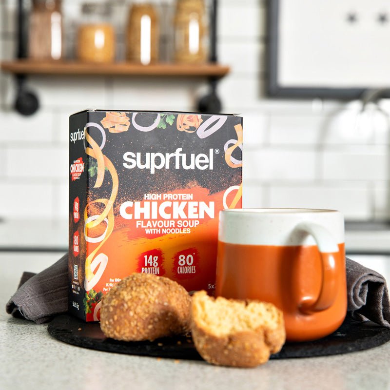 Suprfuel High Protein Chicken Flavour Soup with Noodles (5 Meals) 120g - theskinnyfoodco