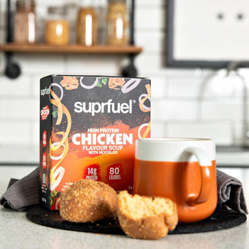 Suprfuel High Protein Chicken Flavour Soup with Noodles (5 Meals) 120g - theskinnyfoodco