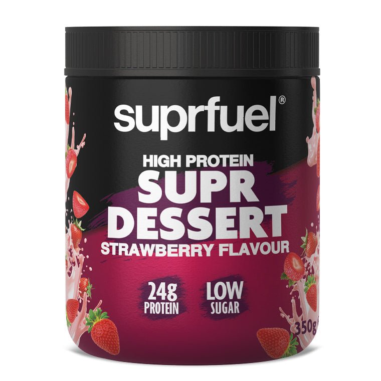 Suprfuel - High Protein Supr Dessert - Strawberry Flavour 350g (24g Protein Per Serving) - theskinnyfoodco