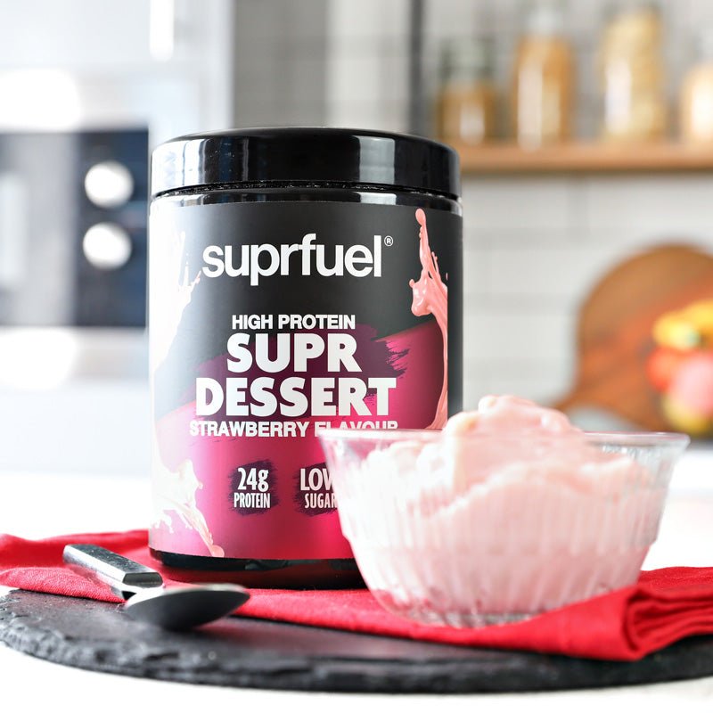 Suprfuel - High Protein Supr Dessert - Strawberry Flavour 350g (24g Protein Per Serving) - theskinnyfoodco