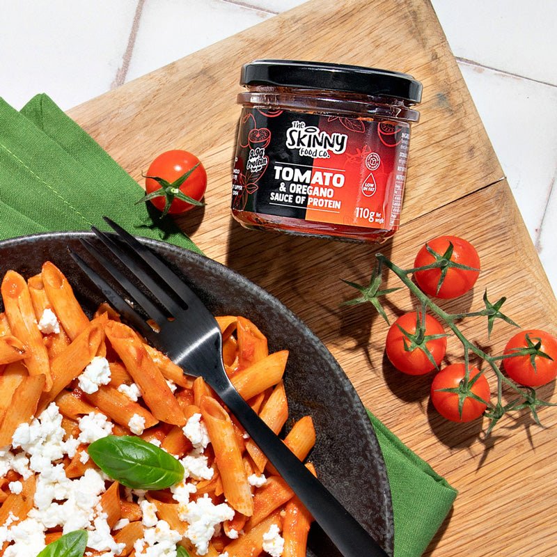 Tomato and Oregano Sauce for Pasta, Noodles, Pizza, Dip - (9.9g Protein per Jar) 110g - theskinnyfoodco