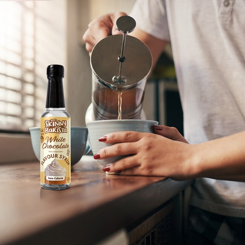 White Chocolate Flavour Syrup - Zero Calorie Sugar Free Skinny Coffee Syrup - 250ml - LIMITED EDITION - theskinnyfoodco