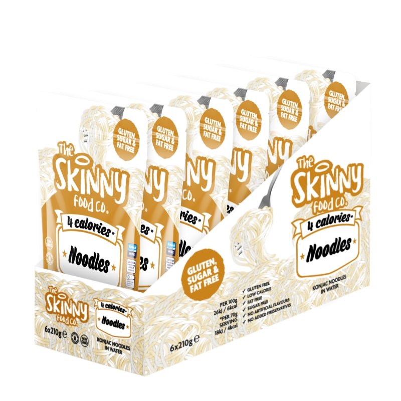 Dünne Shirataki-Nudeln mit 4 Kalorien – (6 x 210 g Karton) – theskinnyfoodco