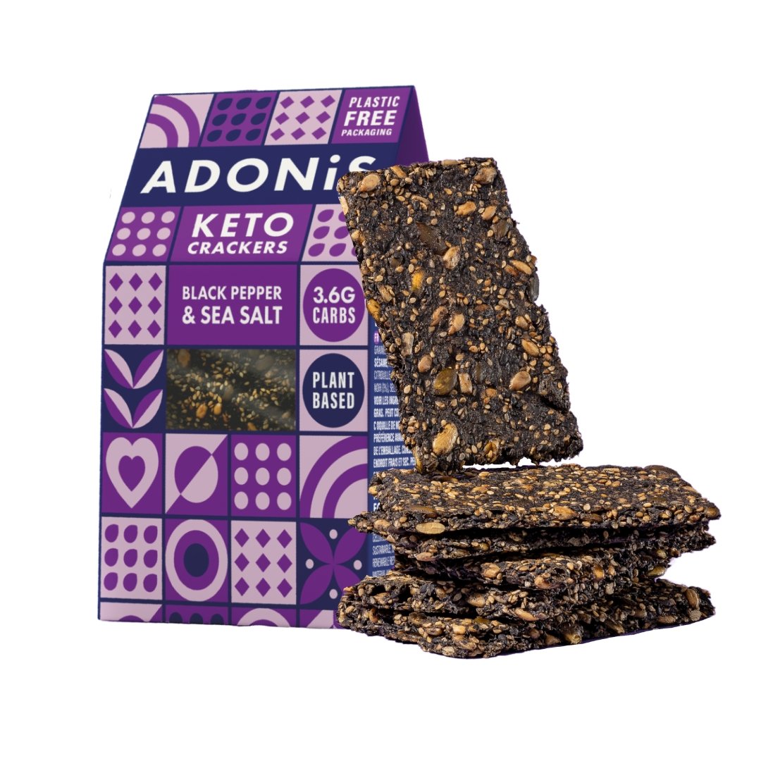 Adonis Keto Cracker auf pflanzlicher Basis 60 g - (2 Geschmacksrichtungen) - theskinnyfoodco