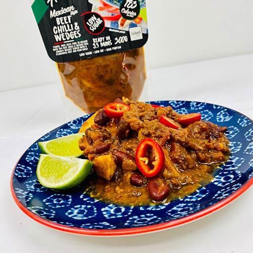 BULKØB 20 x mexicansk oksekød & chili kiler Fakeaway ® 183 kalorier klar måltid (SPAR OP TIL 50% RABAT) - theskinnyfoodco