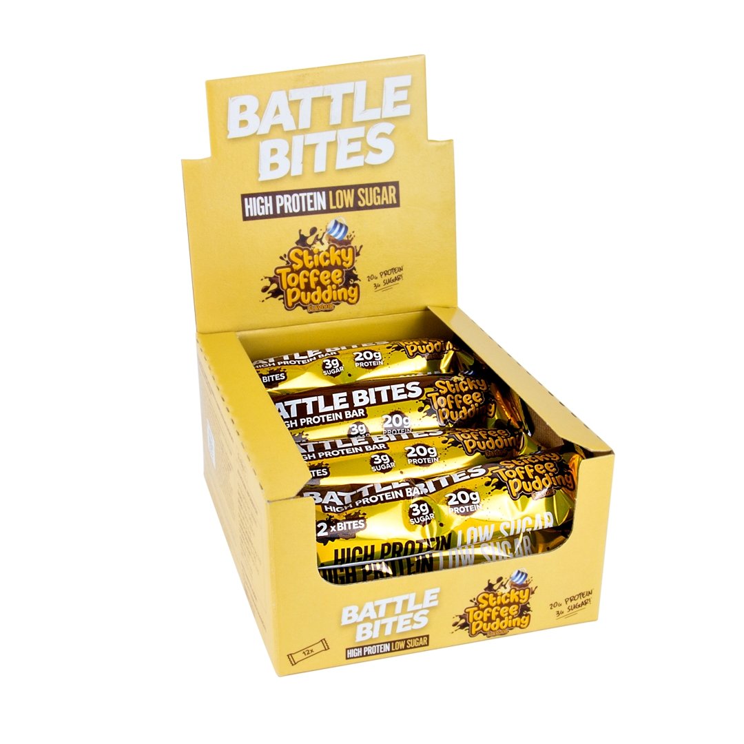 Case of Battle Bites højproteinbarer - 12 x 62g barer (5 smagsvarianter) - theskinnyfoodco