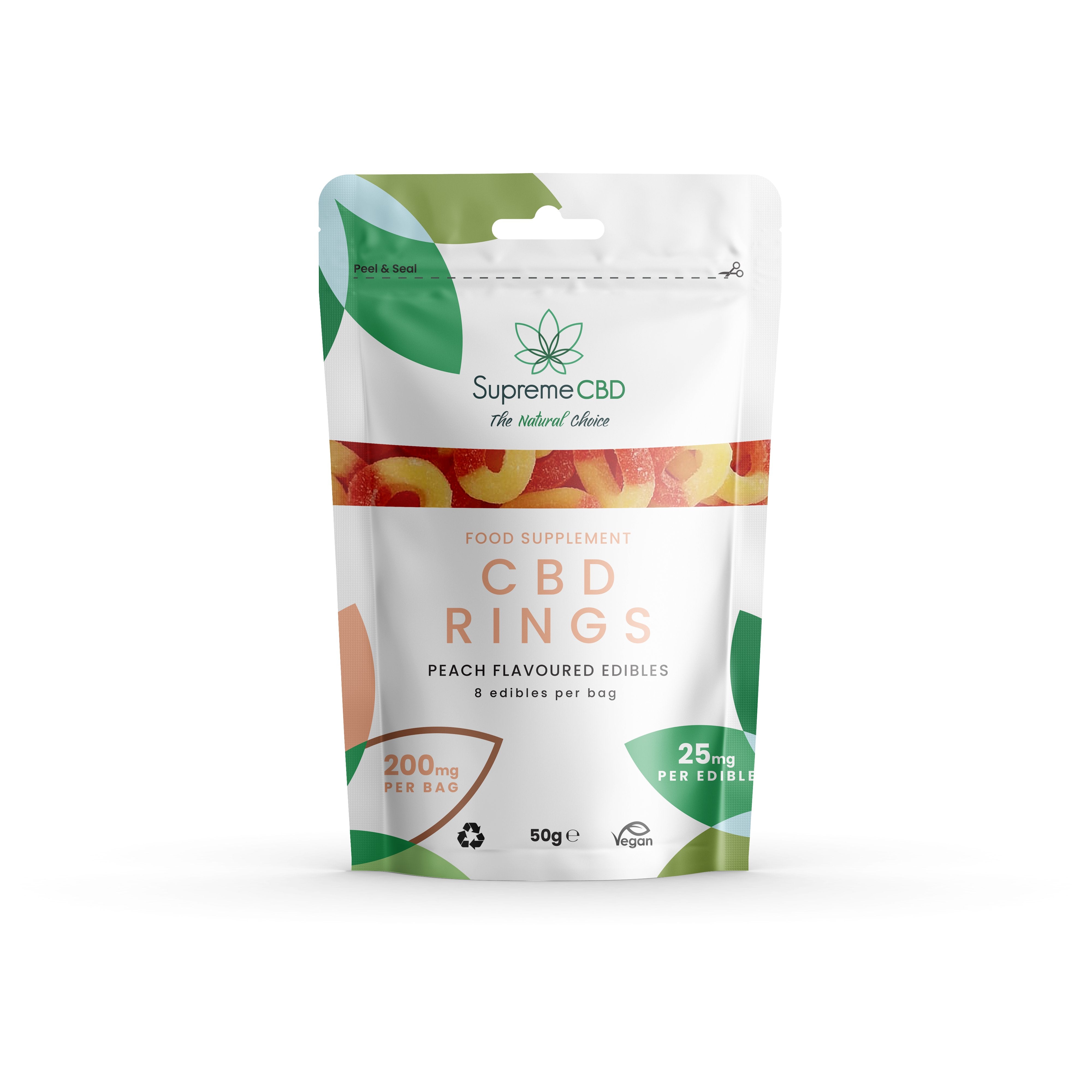 CBD Gummy Peach Rings Grab Bag (200mg) - theskinnyfoodco