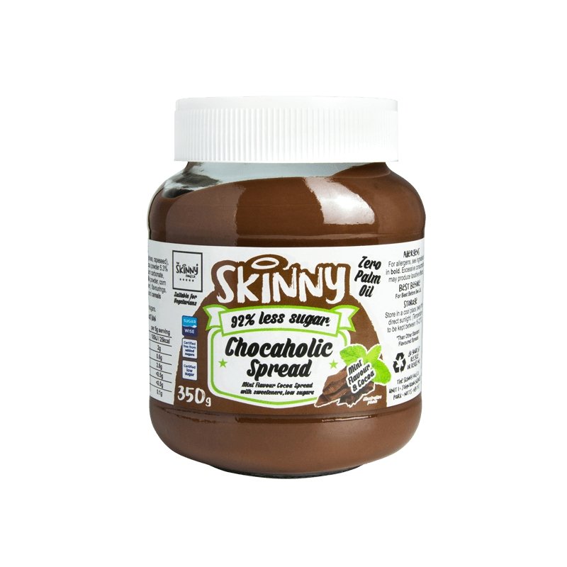 Schokoladen-Minz-Chocahalic-Skinny-Aufstrich mit niedrigem Zuckergehalt – 350 g – theskinnyfoodco