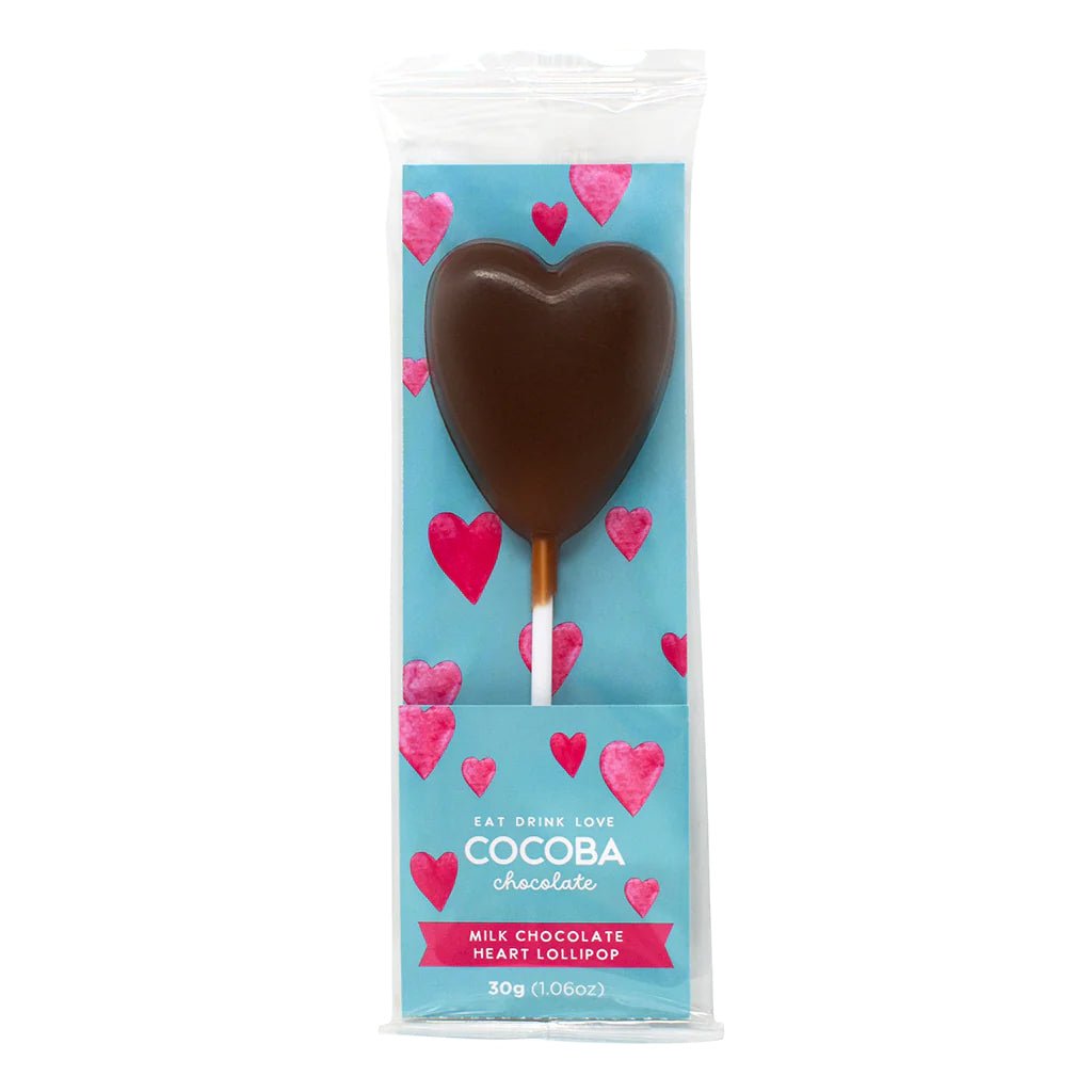 Cocoba Milk Chocolate Heart Lollipop 30g - theskinnyfoodco