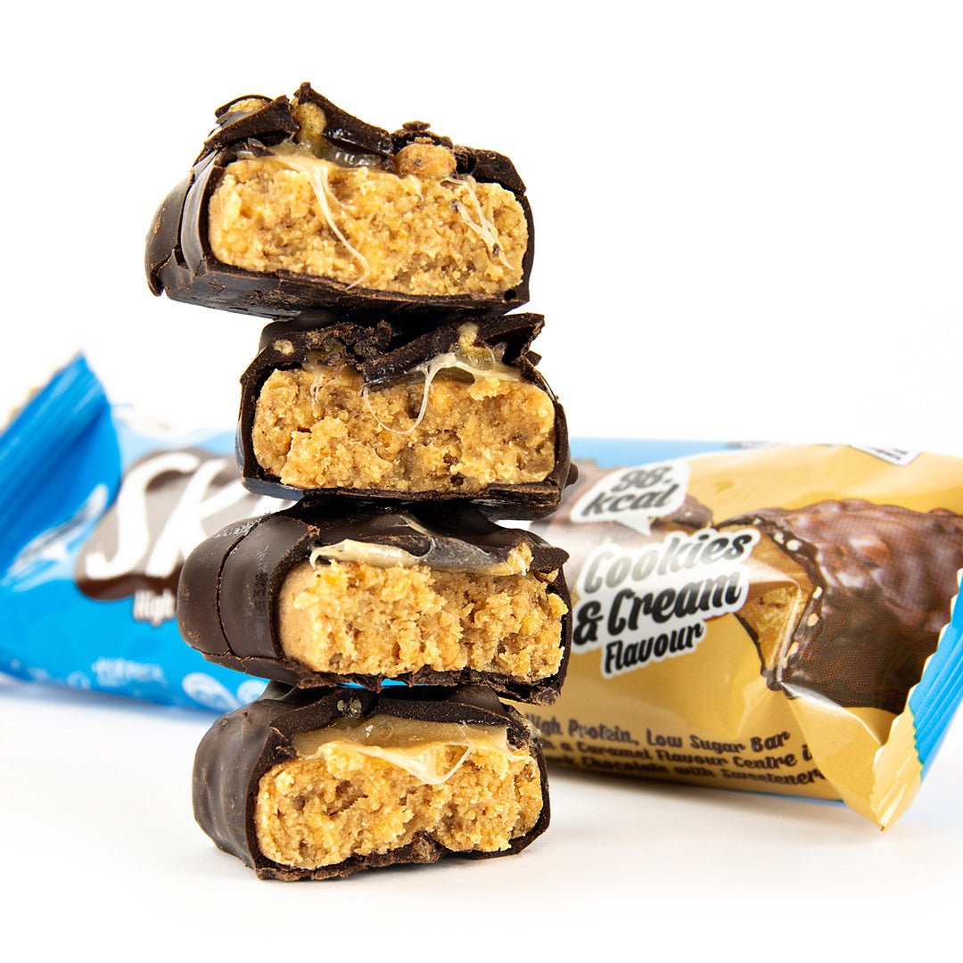 Barra flaca alta en proteínas y baja en azúcar Cookies & Cream - theskinnyfoodco
