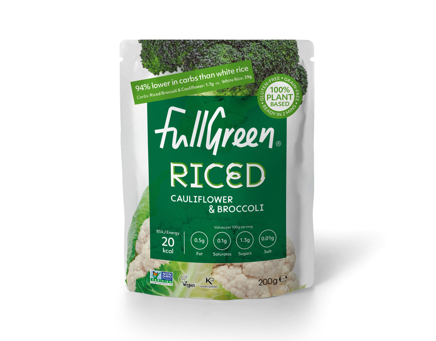 Full Green Riced Vegetables - 200g - theskinnyfoodco