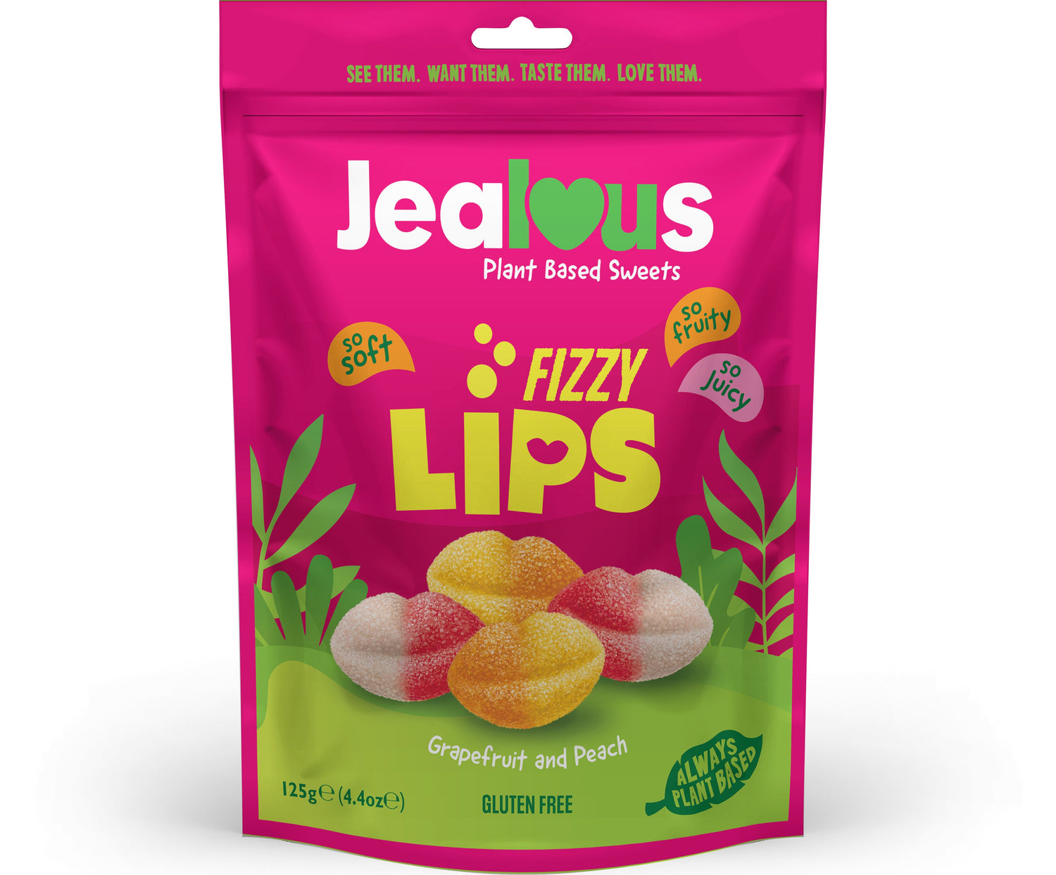 Jealous Sweets - Fizzy Lips Share Bag 125g - theskinnyfoodco