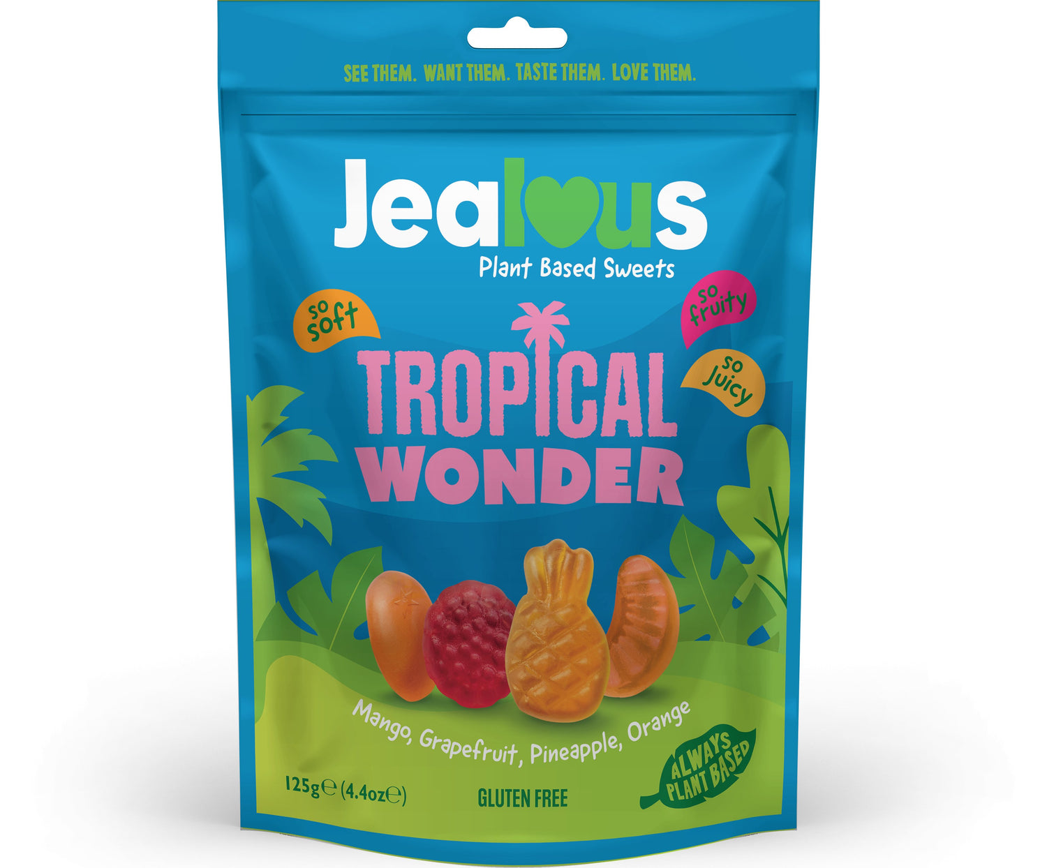 Jealous Sweets - Tropical Wonder Share Bag 125g - theskinnyfoodco