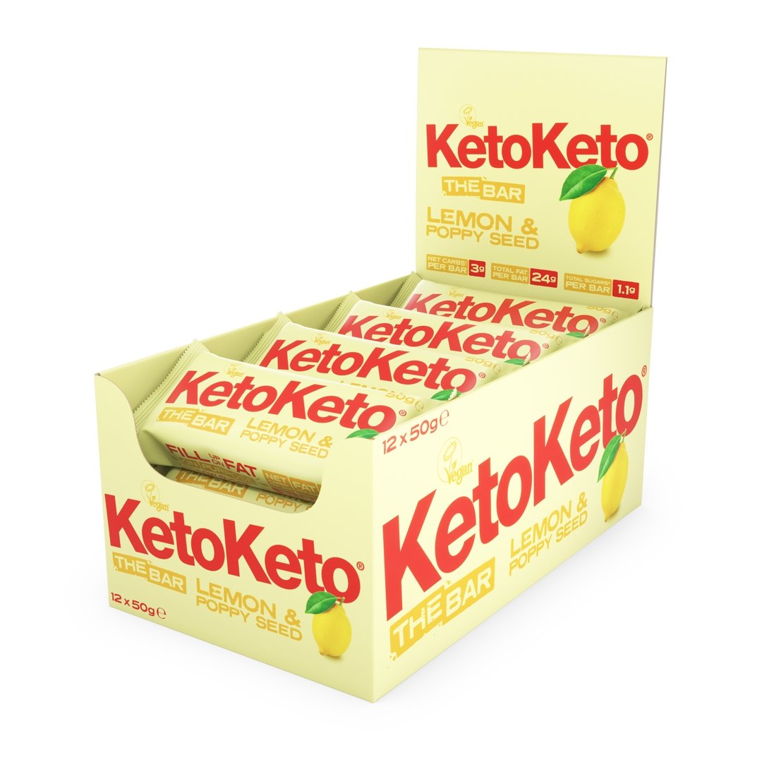 KetoKeto 12 x 50 g (Full Box) - 5 Geschmacksrichtungen - theskinnyfoodco