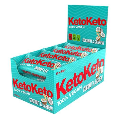 KetoKeto 12 x 50 g (fuld æske) - 5 smagsvarianter - theskinnyfoodco