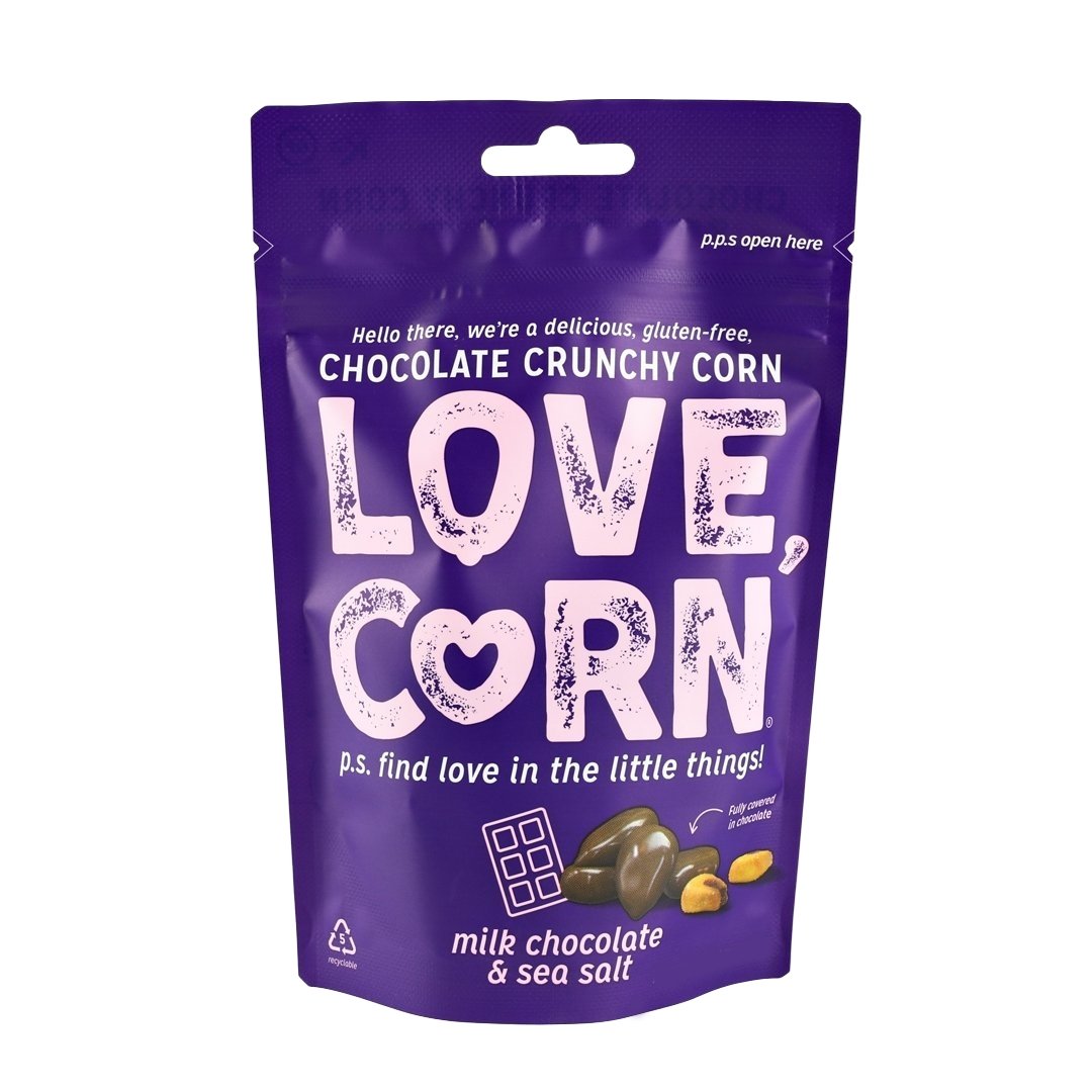 LoveCorn šokolādes kraukšķīgas kukurūzas uzkodas — theskinnyfoodco